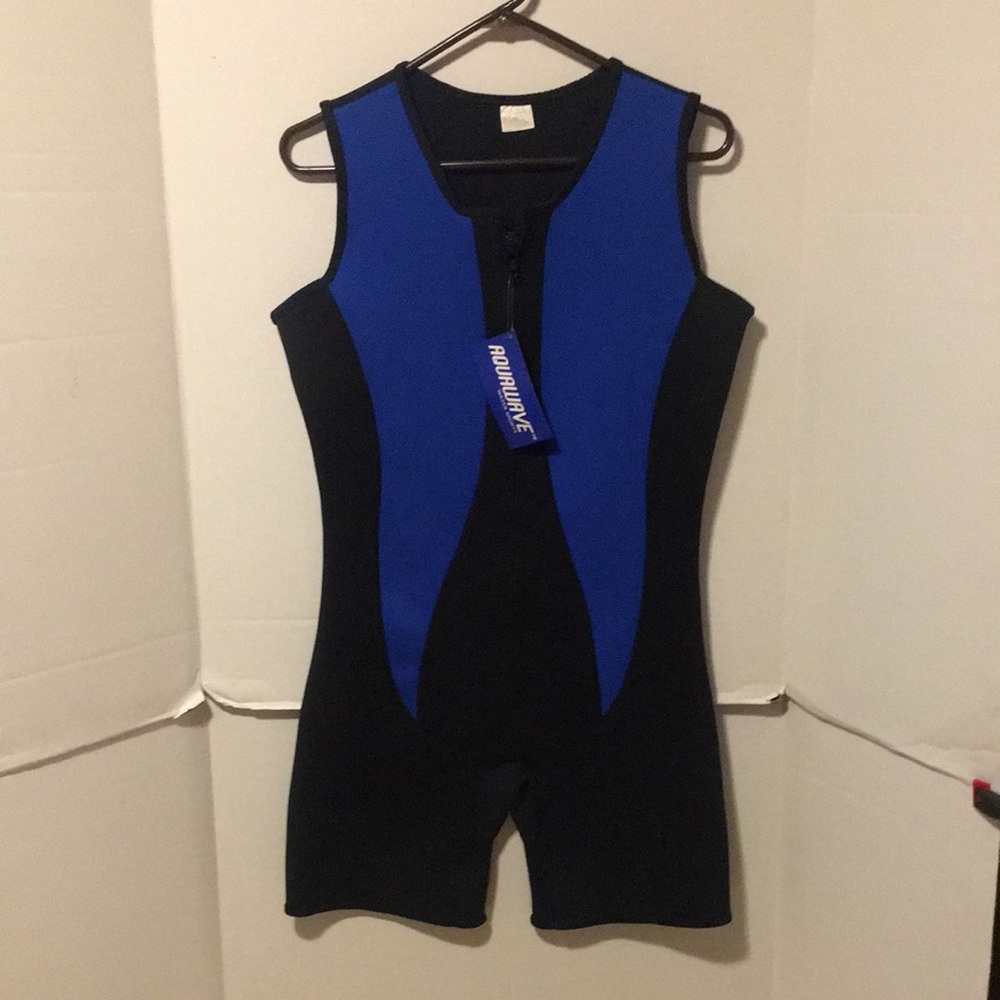 Blue and Black Sleeveless Wetsuit